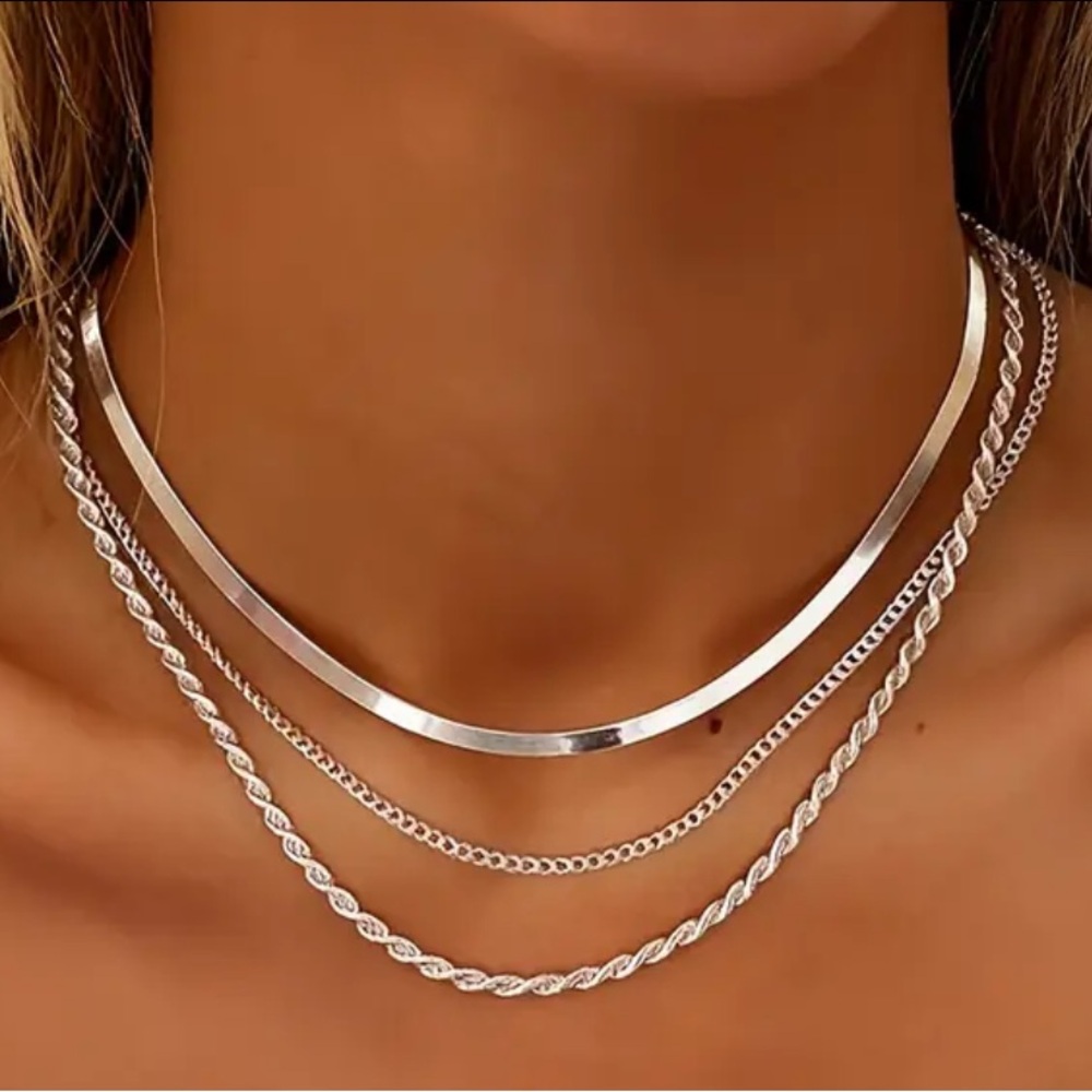 Silver Necklace Stacking Set - Picture 2 of 4